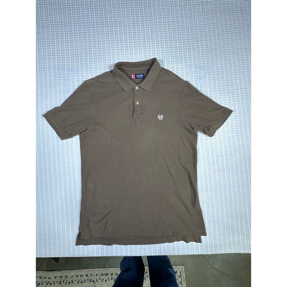 Chaps Ralph Lauren Polo Shirt Brown Classic Preppy Minimal Logo Mens M